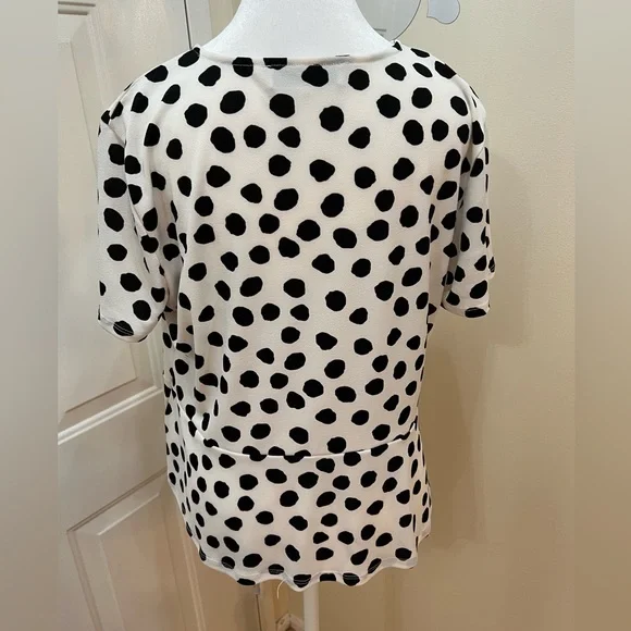 Kasper - Polka dot tie waist knit top - SZ L - Picture 5 of 10
